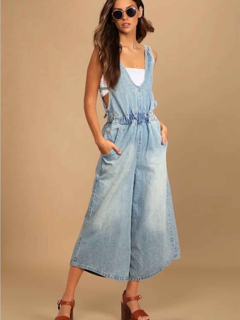 Free People Alora Denim Jumpsuit